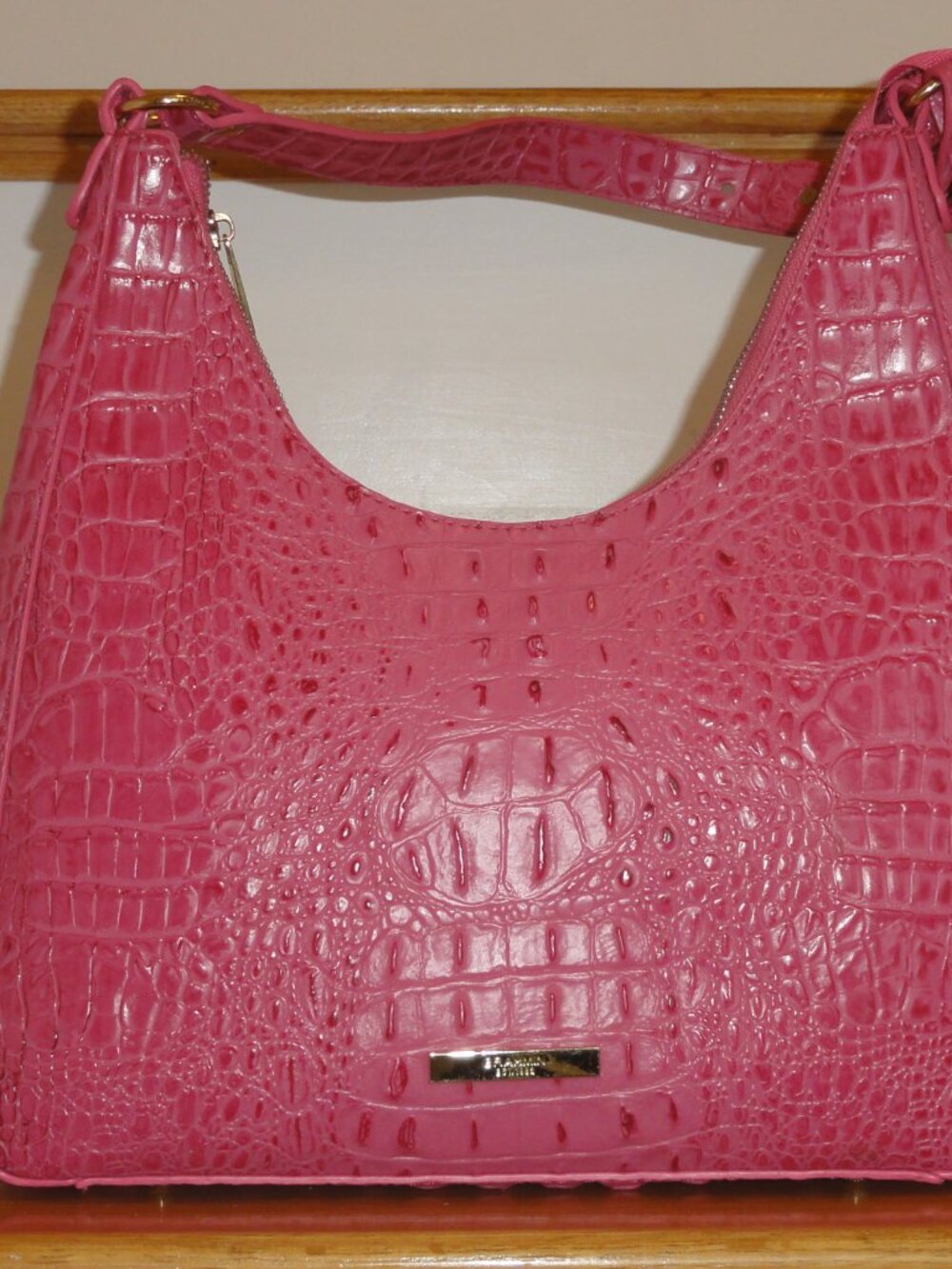 Brahmin Tabitha Pink Melbourne Croc Leather Shoulder Bag VERY GOOD CONDITION!